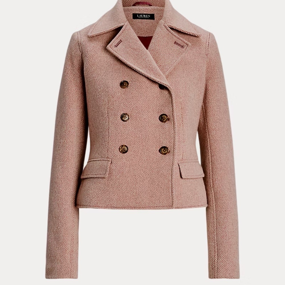 Ralph Lauren pink herringbone cropped jacket in size 18
